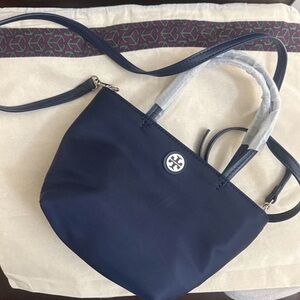 Tory Burch Nylon Mini Tote 167913 Crossbody Bag Purse Royal Navy